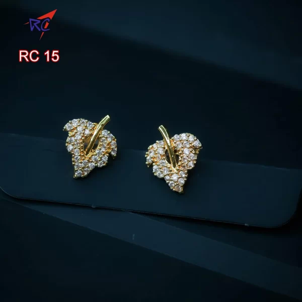 Gold Finish Leaf design Trendy Stud
