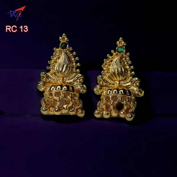 Gold Finish Traditional manga design with half jimikki Earrings
