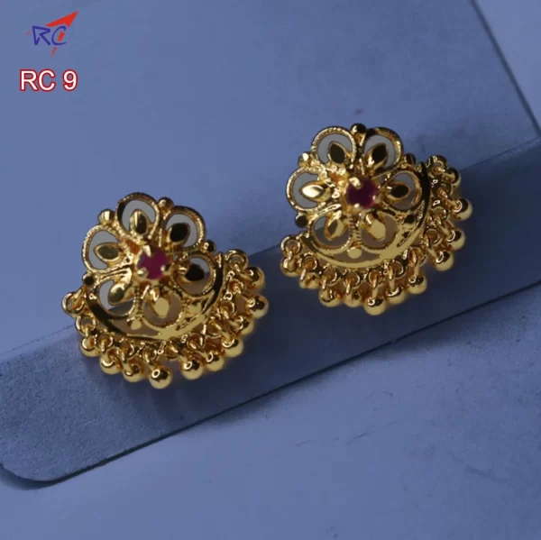 Gold Finish Traditional round flower design with hangings - Image 2