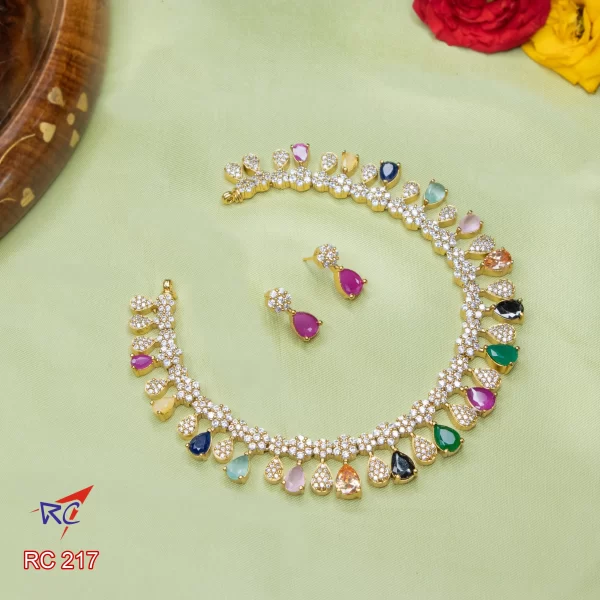 Mat finish Navarathna Stone Necklace