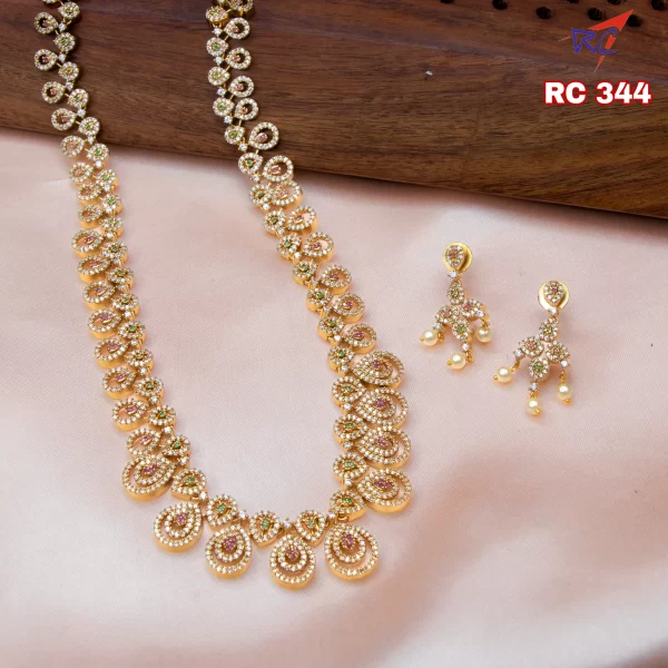 Mat finish AD stone drop design multicolor long haram set