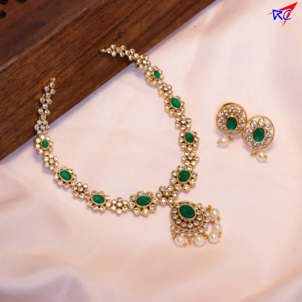 Gold look Flower design Necklace set