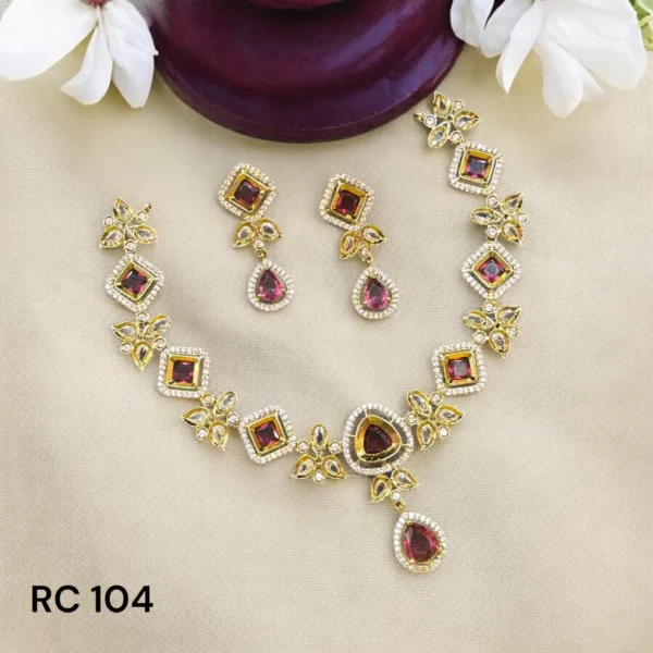 AD with Ruby Stone Flower Necklace